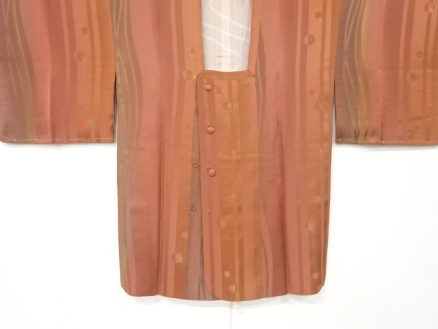 JAPANESE KIMONO / VINTAGE UNUSED MICHIYUKI COAT / SILK / WOVEN WAVY STRIPE